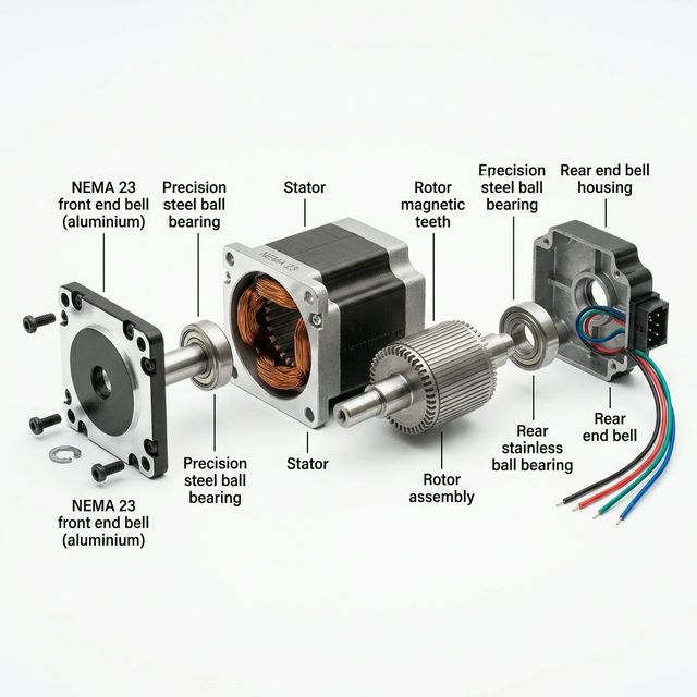 NEMA 23 stepper motor exploded view